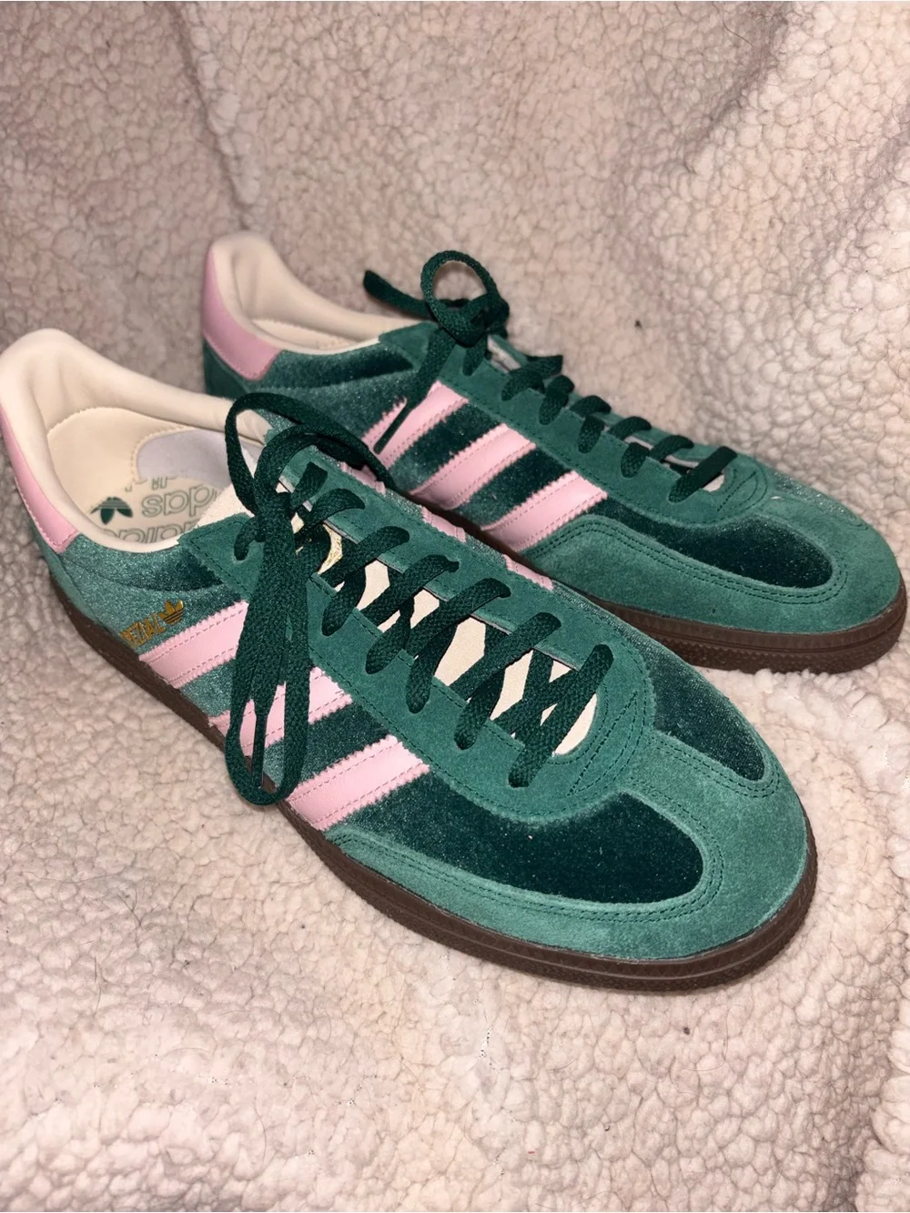 Adidas Handball Spezial JI2648 Green Pink Velvet Sneakers Men’s 10 US NWOT